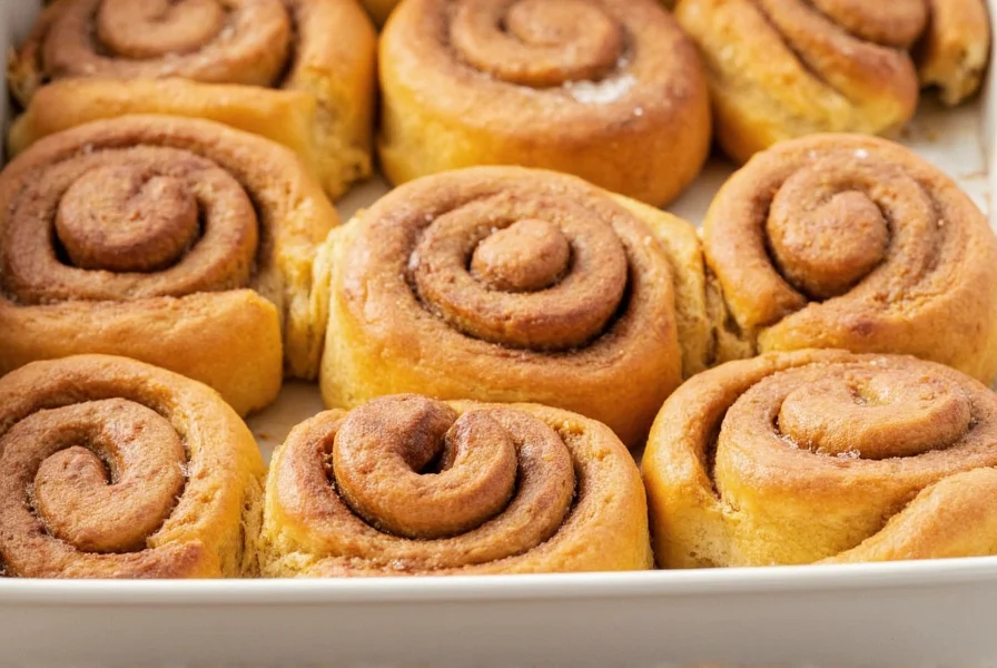 Step-by-step baking process showing hands rolling out pumpkin cinnamon roll dough, sprinkling cinnamon sugar mixture, and cutting the rolled dough into perfect slices