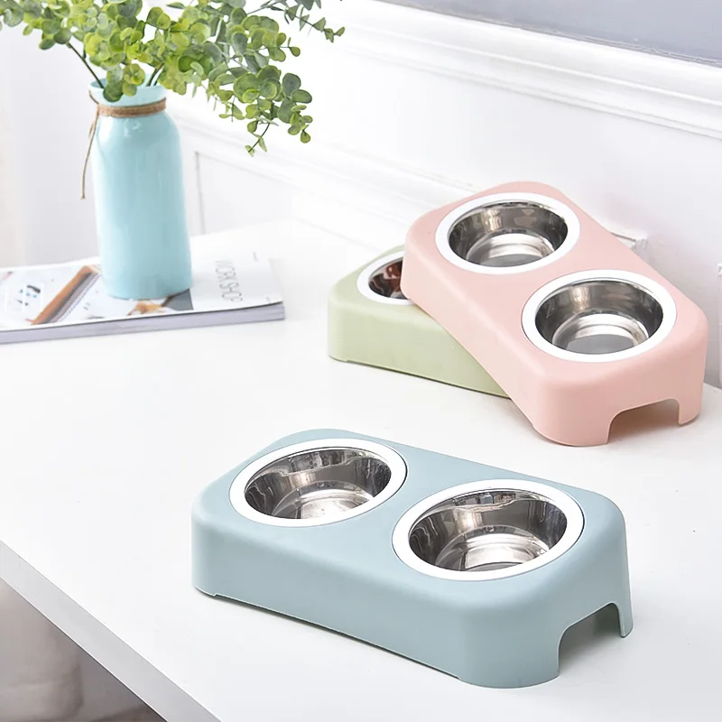 

Pet Bowls Water Feeder Dog Feeding Bowl Stainless Steel Pet Double Bowl Pet, As picture