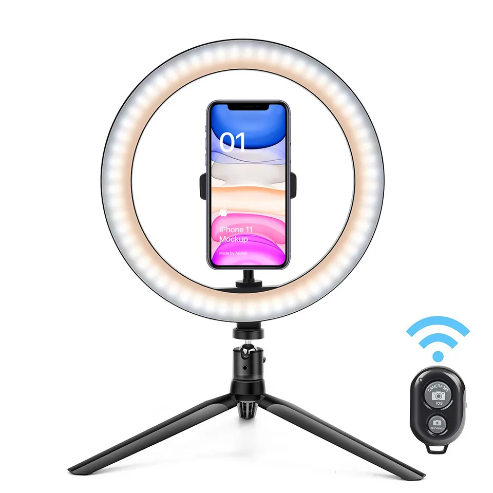 

Live Broadcast Equipment Cell Phone Holder Ring Light Selfie Ring Light, Black