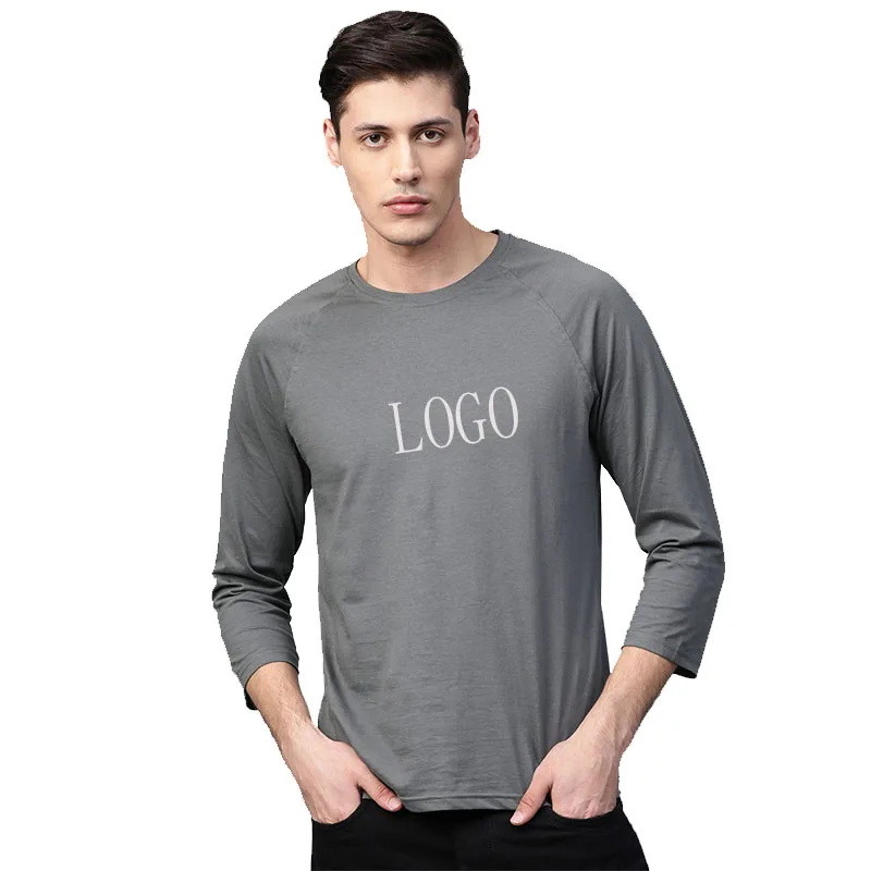 

Slim Fit Soft Cotton Printing Customized Logo Long Sleeve O-Neck Men'S T Shirt