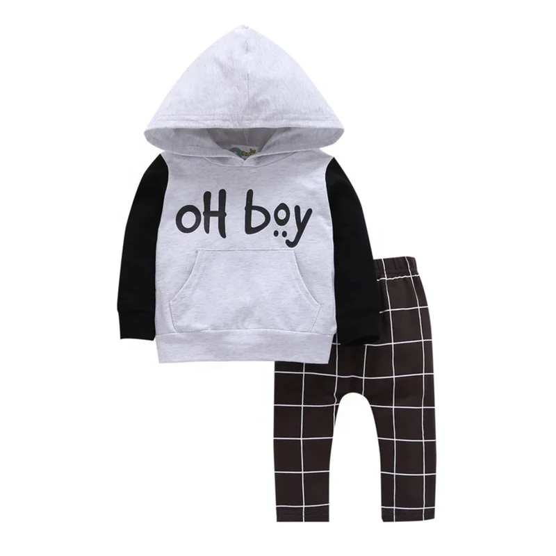

Street Style Baby Boy Hooded Clothing Set, White black hoodie