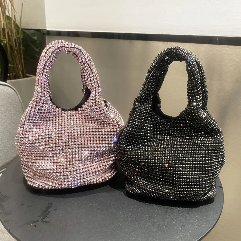 

Women's Rhinestone Vegetable Basket Handbag Bucket Bag
