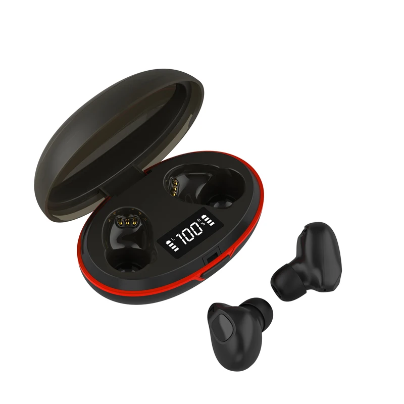 

Bt 5.0 Electronics Stereo Ipx7 Waterproof Binaural Call True TWS Earbuds Wireless Headset Earphone Headphone, Black+red