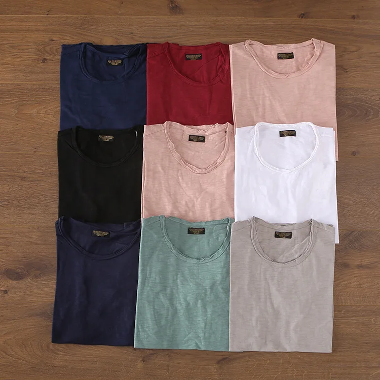 

Wholesale Clothing Summer Casual Men Unisex Plain T-Shirt Bamboo Fiber Slub Cotton T Shirt, Picture