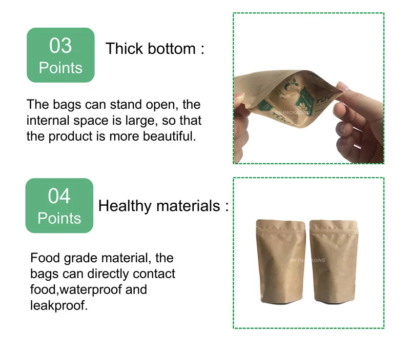 Biodegradable Pla Lined Kraft Paper Coffee Tea Packaging Compostable