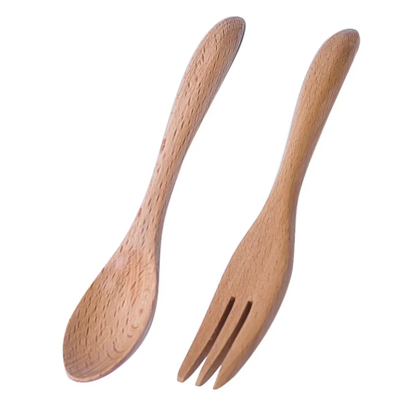 

Diyue Housewares DIY170117 Eco Beech Wood Spoon Fork Set Child Dessert Serving Utensils Portable Outdoor Flatware Wooden Cutlery