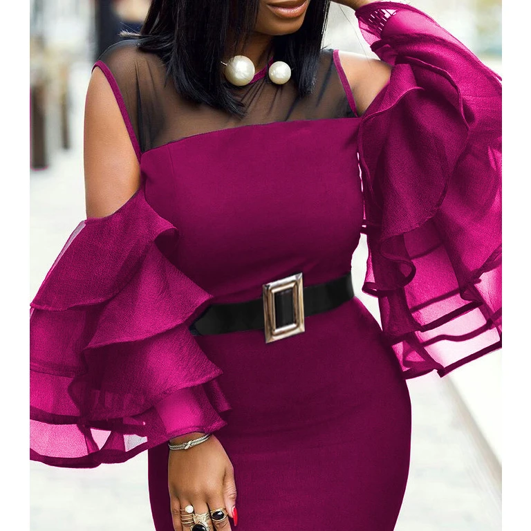 

2020 New Arrival High Quality Women sexy Long sleeve bodycon slim ladies casual dresses