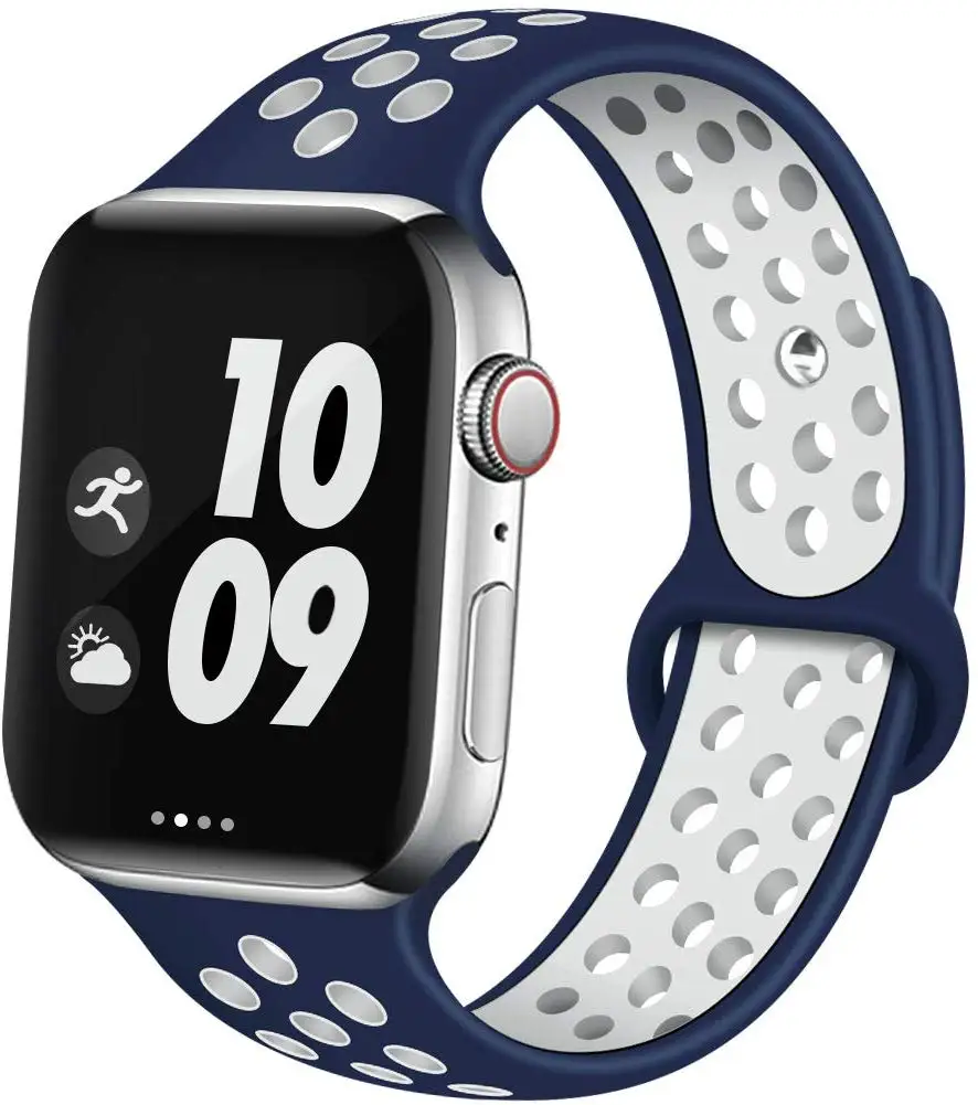 

2021Custom silicone strap for iwatch 1/2/3/4/5 Soft tpu sport loop strap band for Apple smart watch 38/40/42/44 Rubber strap, 6 colors