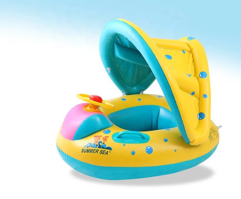 

factory supply hot selling good quality ride-on summer swimming multi-function inflatable baby float car, Pink/blue