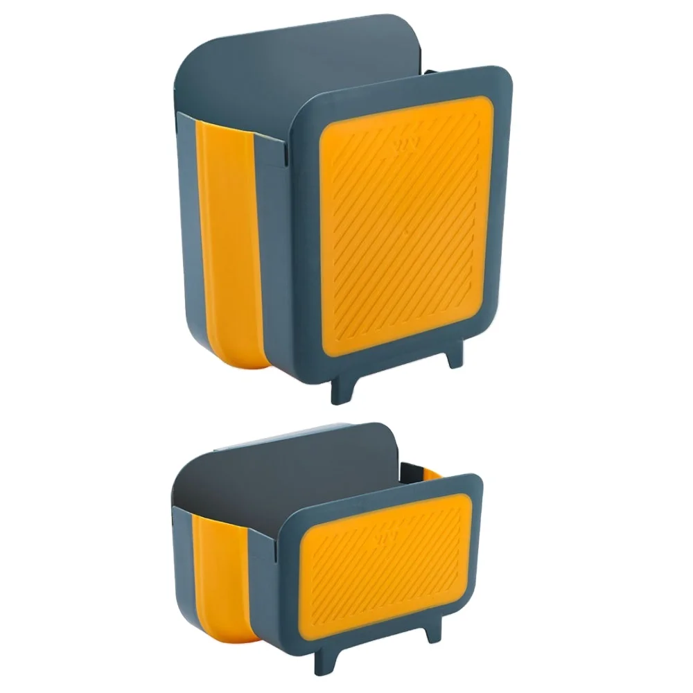
Kitchen Foldable Trash Can Multi Functional Folding Storage Box Wall Hanging Plastic Large Capacity Can 