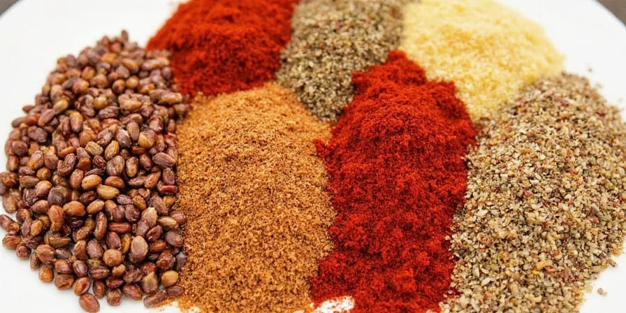Spice pairings laid out in neat bowls