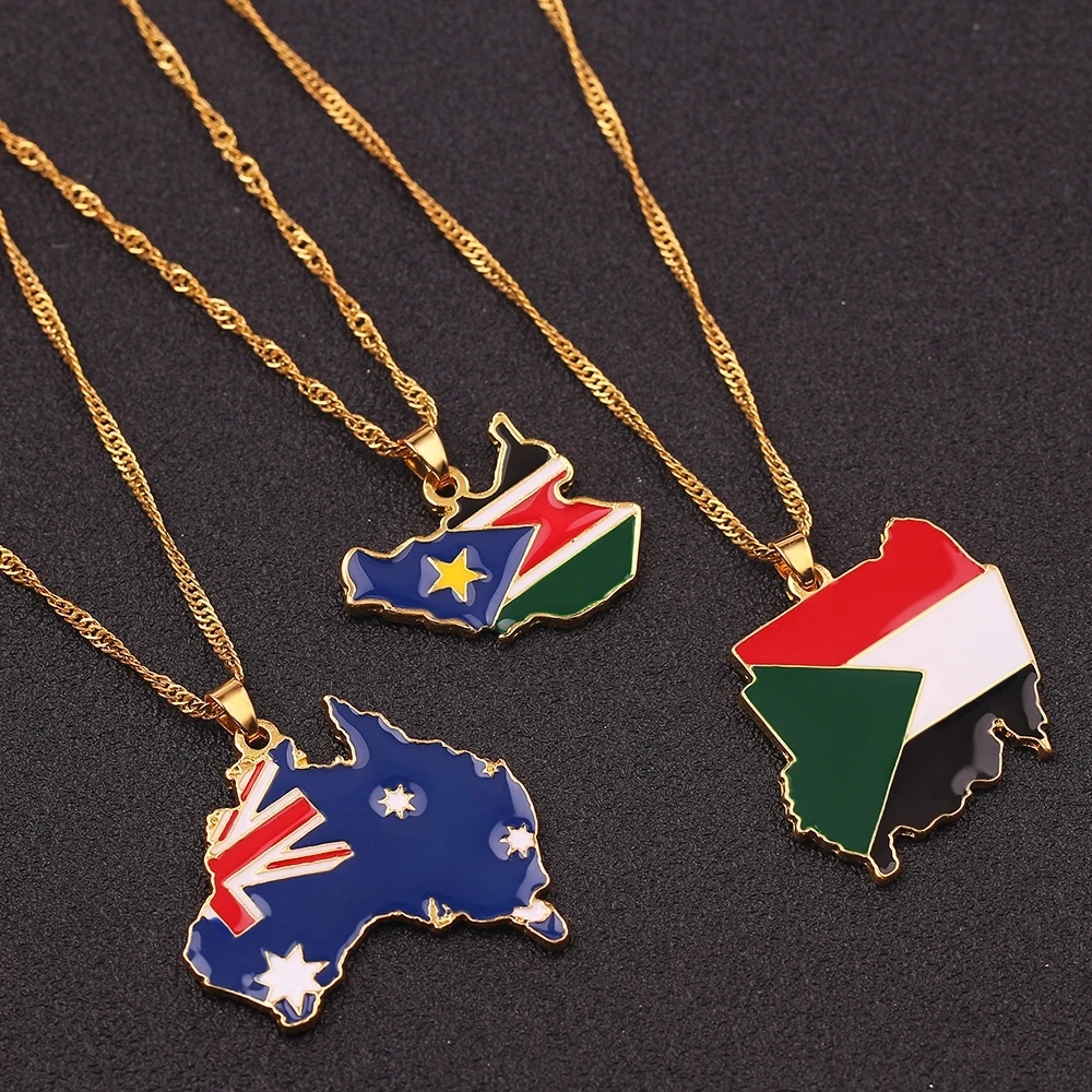 

Custom African Countries Map Alloy Pendant Necklace, Picture