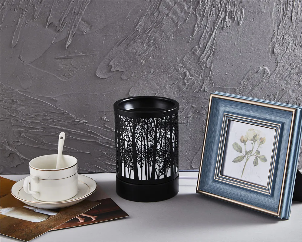 Black Metal Warmer Oil Burner Electric Candle Burner Aroma Lamp Plug In