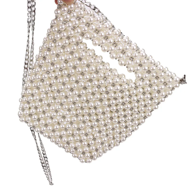 

Popular 2021 new beaded bag pearl jewelry single shoulder Crossbody necked Handmade Handbag