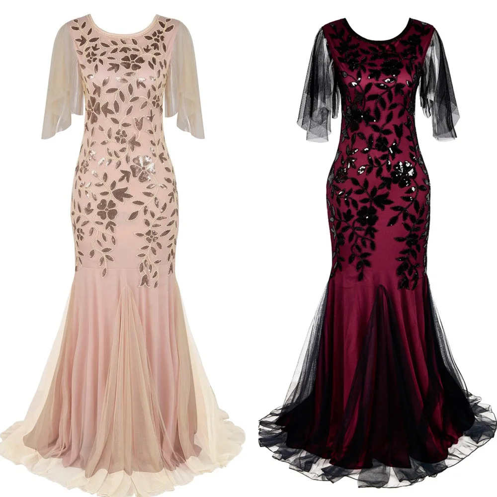 

VINTAGE plus sizes formal gowns sequin bridesmaid evening dresses long for party, Customized color