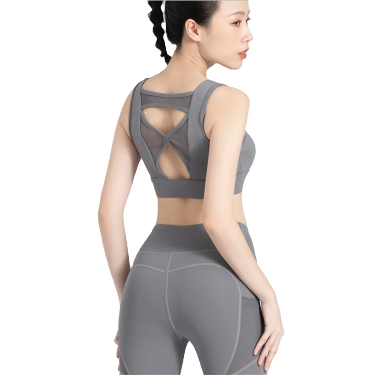 

Beautiful back running shockproof gathering fitness vest mesh yoga bra