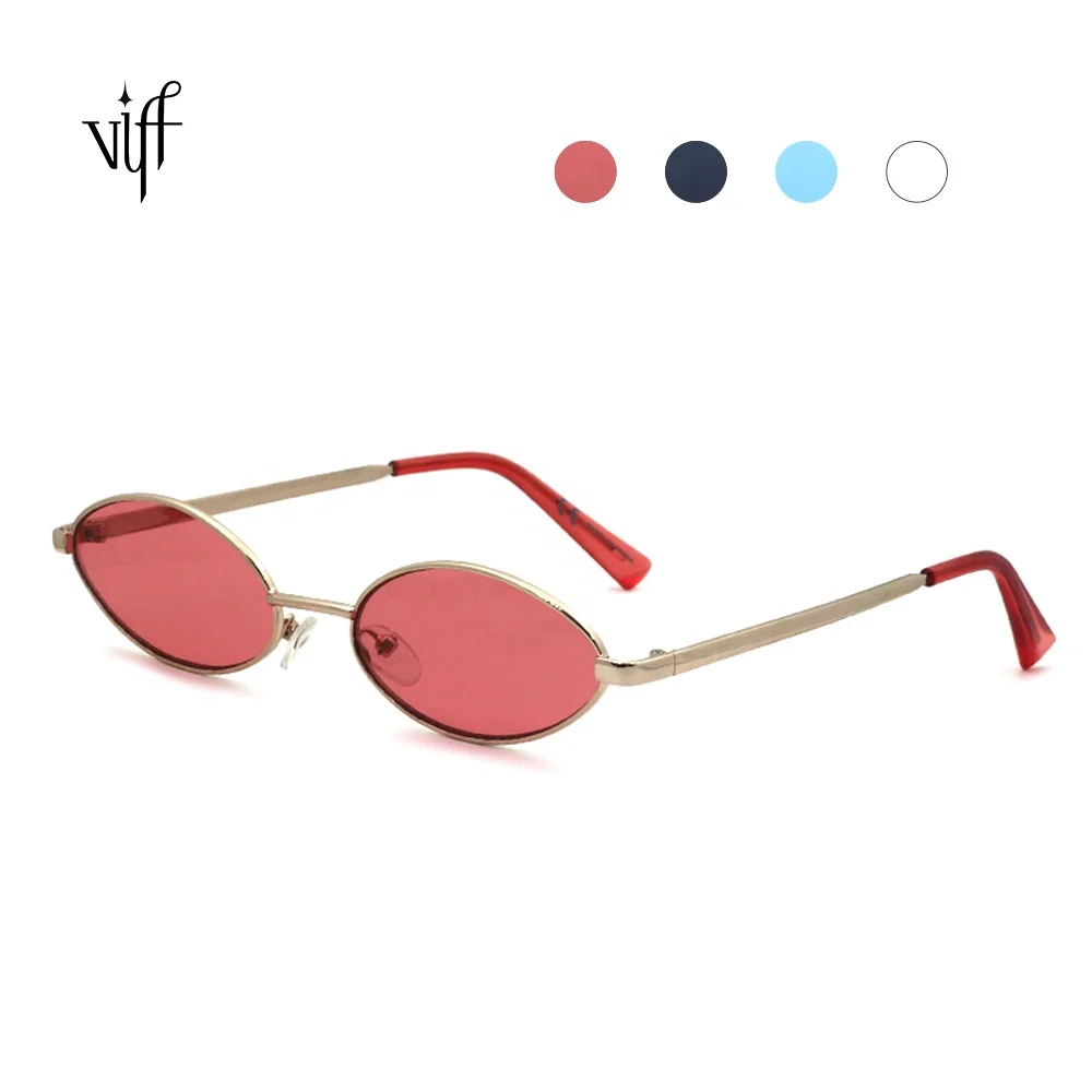 

Oval Metal Sunglasses HM18407 Small Oval metal Frame Rimless Sunglasses, Multi colors