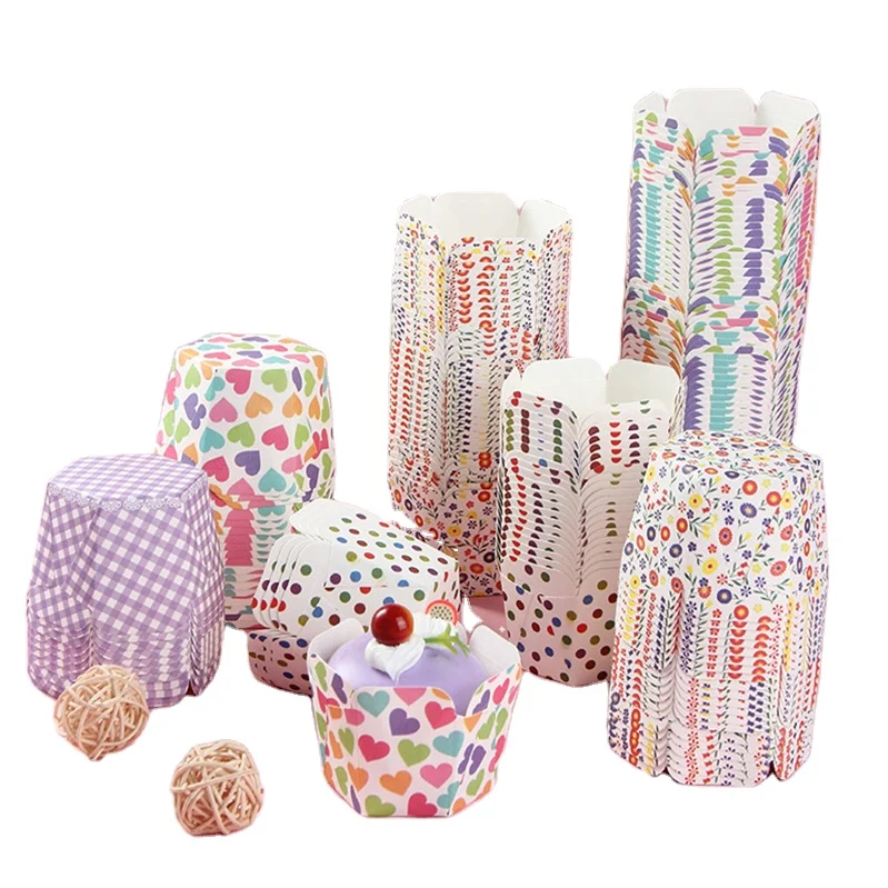 

High Temperature Resistant Hexagonal Cake Paper Cup Chiffon Bread Box Can Be Put Into The Oven Without Mold Mechanism Cup, Customize