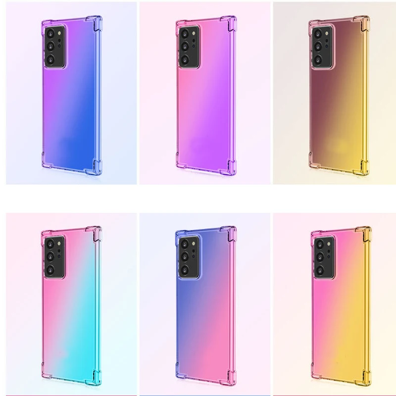 

1.5MM Thickness Shockproof Contrast color Gradient Soft TPU Case For Samsung Galaxy S20 FE Plus Note 20 Ultra 10 9 S10 5G S10E, As picture