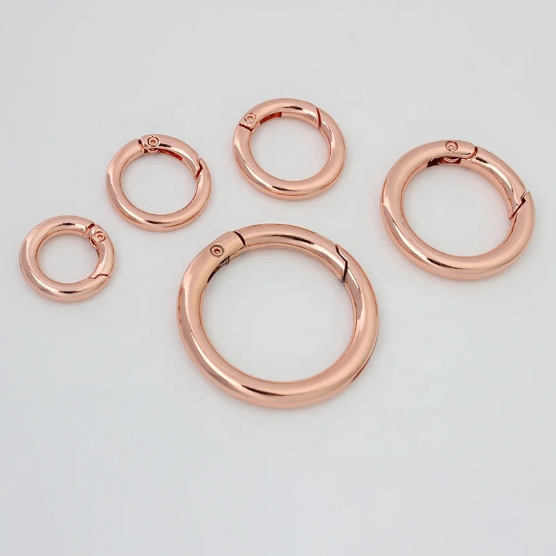 

Nolvo World Rose gold 6 size 13-17-18-26-33-38 mm metal gate o ring clasp trigger snap clip spring gate ring for handbags