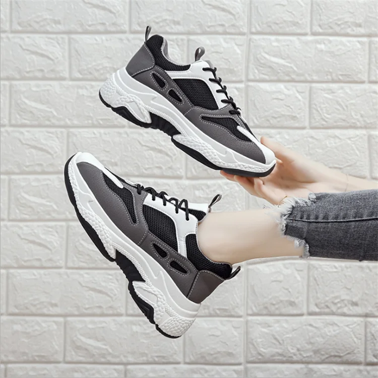 

New arrival Lace-up running sneakers women Sports Shoes, Black, grey, beige