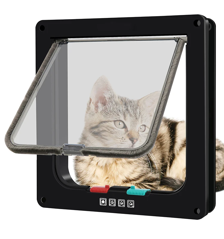 

Size Magnetic Pet Cat Flap Door For Cat and Dog With Antenna Microchip Outdoor Black Pet Cat Door, White/black/brown