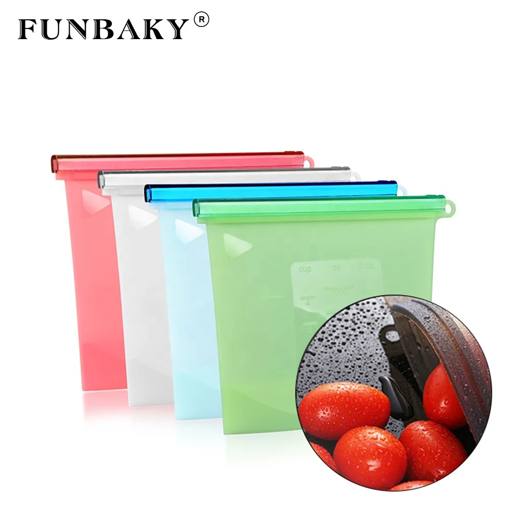 

FUNBAKY Food Grade Reusable Silicone Food Storage Eco Bulk Bags Size Plastic Containers Cooking Bag Sets, Customized color