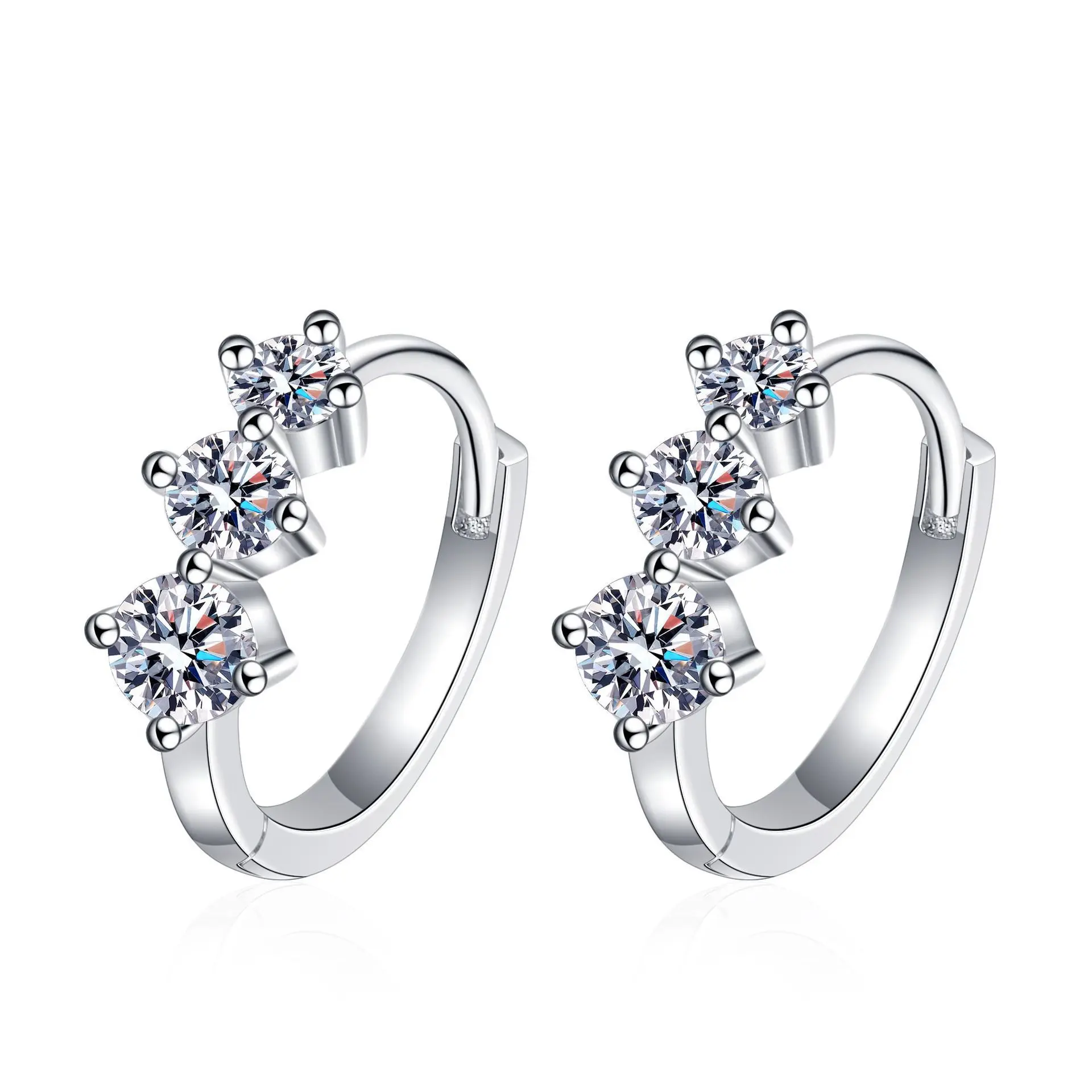 Wholesale Grade D Moissanite Diamond Hoop Earrings 925 Sterling Silver  0.72ct Moissanite Huggie Earrings