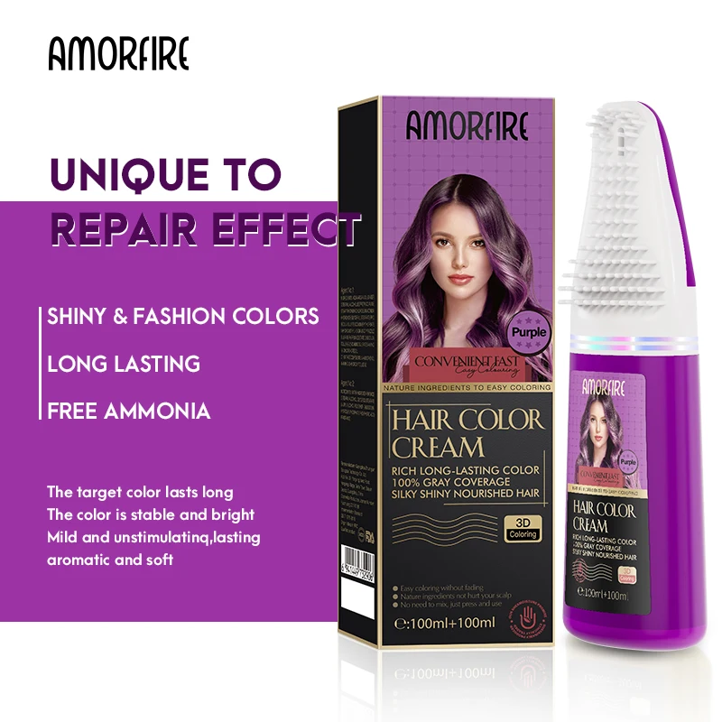 

Amorfire Free Sample Easy To Dye At Home 3 In 1 Hair Color Shampoo For Hair Dye Do-It-Yourself