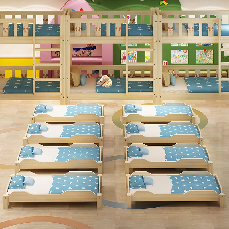 Moetry Custom Design Wood Bed Daycare Furniture Kids Stackable Space