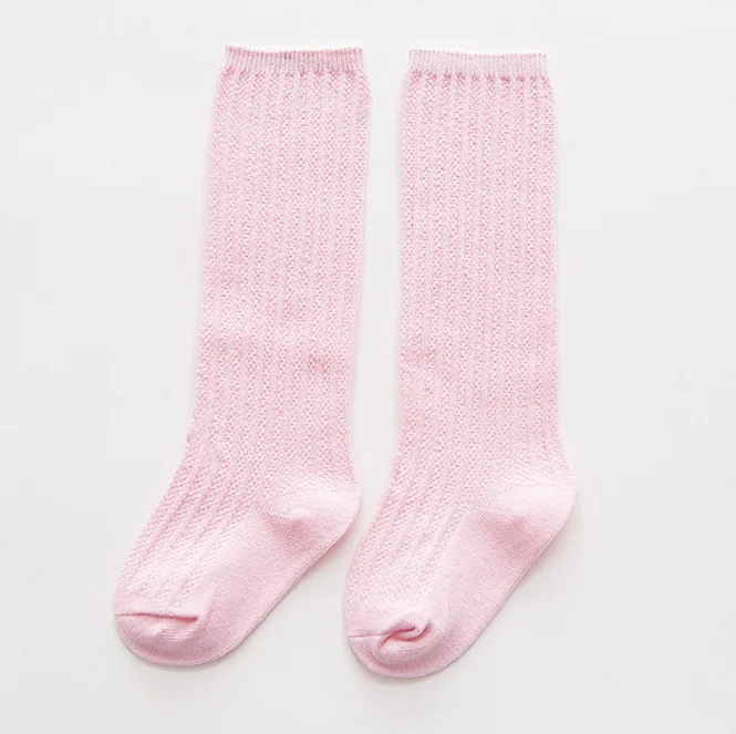 Colorful Baby Knee High Socks Solid Color For Crawling Cotton Knitting ...