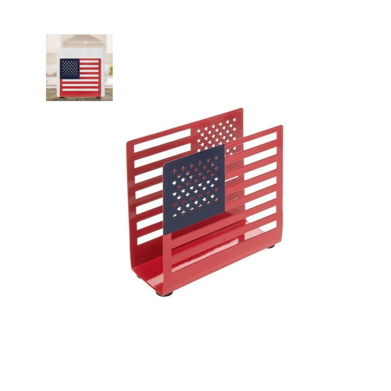 

American Flag Paper Napkin Holder Independence Day Tabletop Decor 4th of July Memorial Day Patriotic Decor Paper Napkin Holder