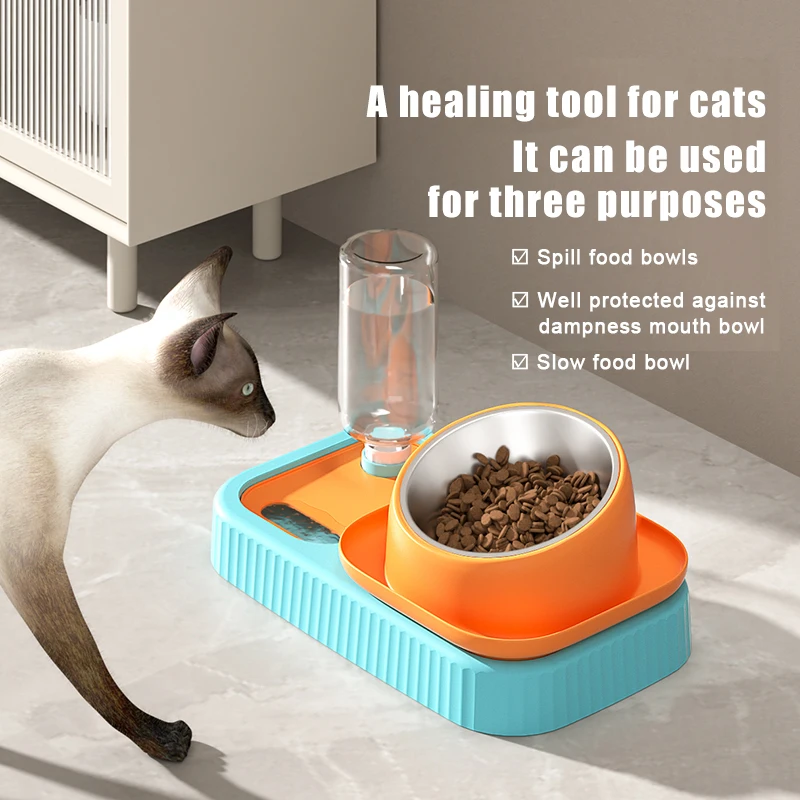 

Multifunction Double Pet Bowl Automatic Pet Dog Cat Food Water Dispenser Bottle Bowl, Customized color