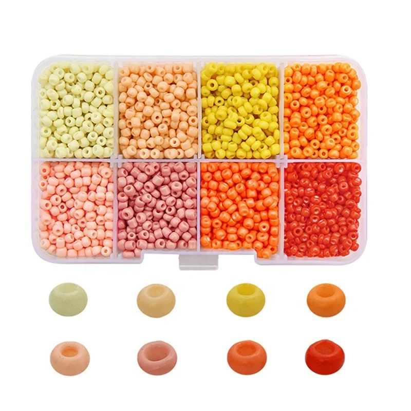 

cheap price 8 grid 3mm glass solid color seed bead material box handmade diy bracelet jewelry Accessories set loose beads, As picture