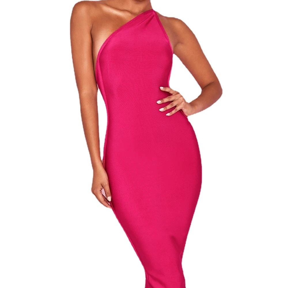 

D8654 Hot Sale 4 Colors Sexy one-shoulder sling backless tight bodycon bandage dress for women, 4 color