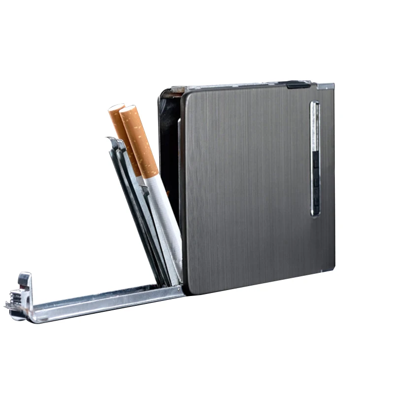 
custom focus metal USB electronic automatic cigarette carrying case holder with lighter 