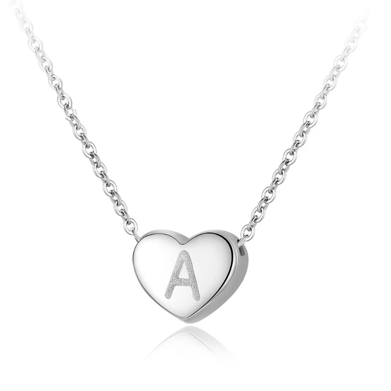 

R.GEM. Amazon Woman Teen Girl Wholesale Gold Plated S925 Silver White Gold Dainty Letter Tiny Alphabet Heart Initial Necklace