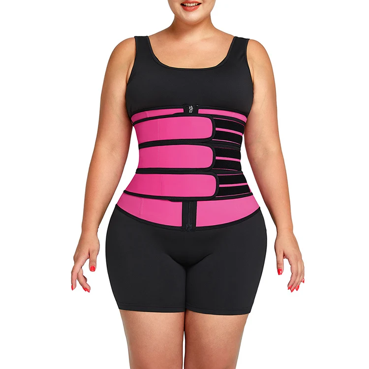 

2021 New Custom Logo Women Slimming Tummy Control Adjustable 3 Straps Waist Shapers, Black/red