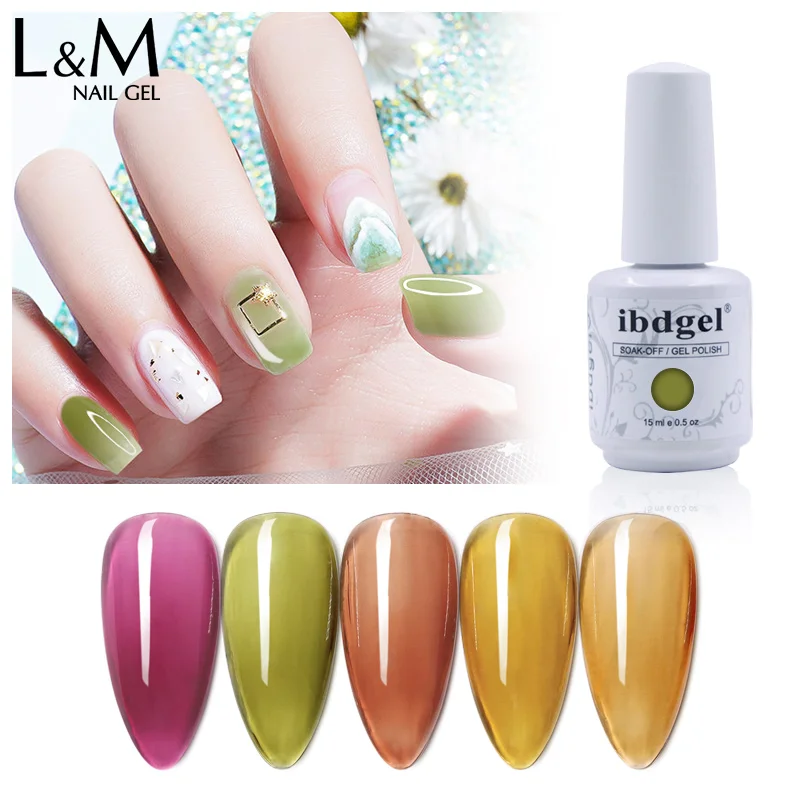 

ibdgel transparent dark color soak off uv gel nail polish clear color paint for summer, 15 colors