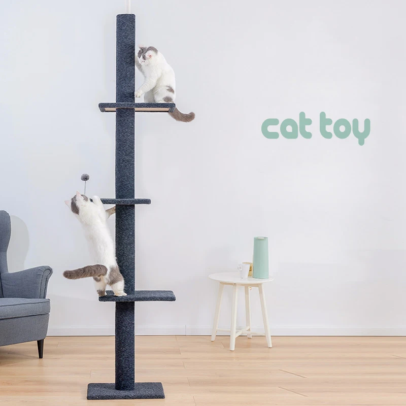 

Cat Furniture Toy Easy Safe Jump Sisal Scratch Floor To Ceiling Climbing Frame Cat Tree, As picture