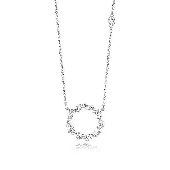 REETI New Arrivals 925 Sterling Silver Crystal Round Necklaces Pendant Hot Sale Silver Jewelry for Women