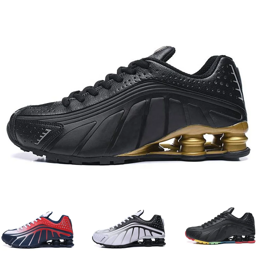 

New Men Sneakers Run Shoes Cushion Shox Women Mens Athletic Outdoor Sports Runner R4 Shoes Big Size US 12 Drop Shipping