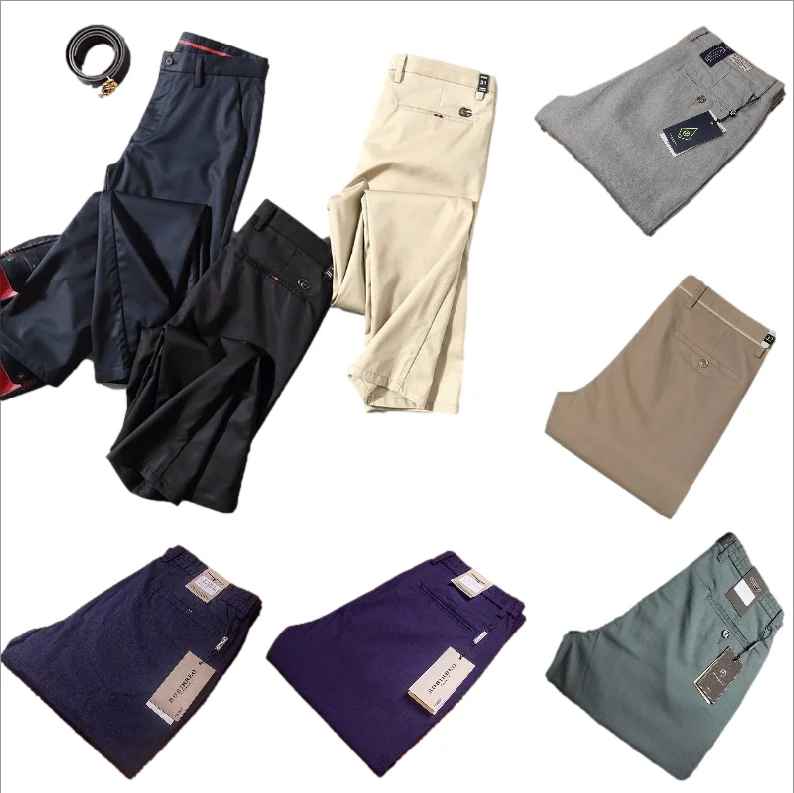 

High quality casual men's comfortable khakis foreign trade high elastic business large men straight tube casual pants wholesale