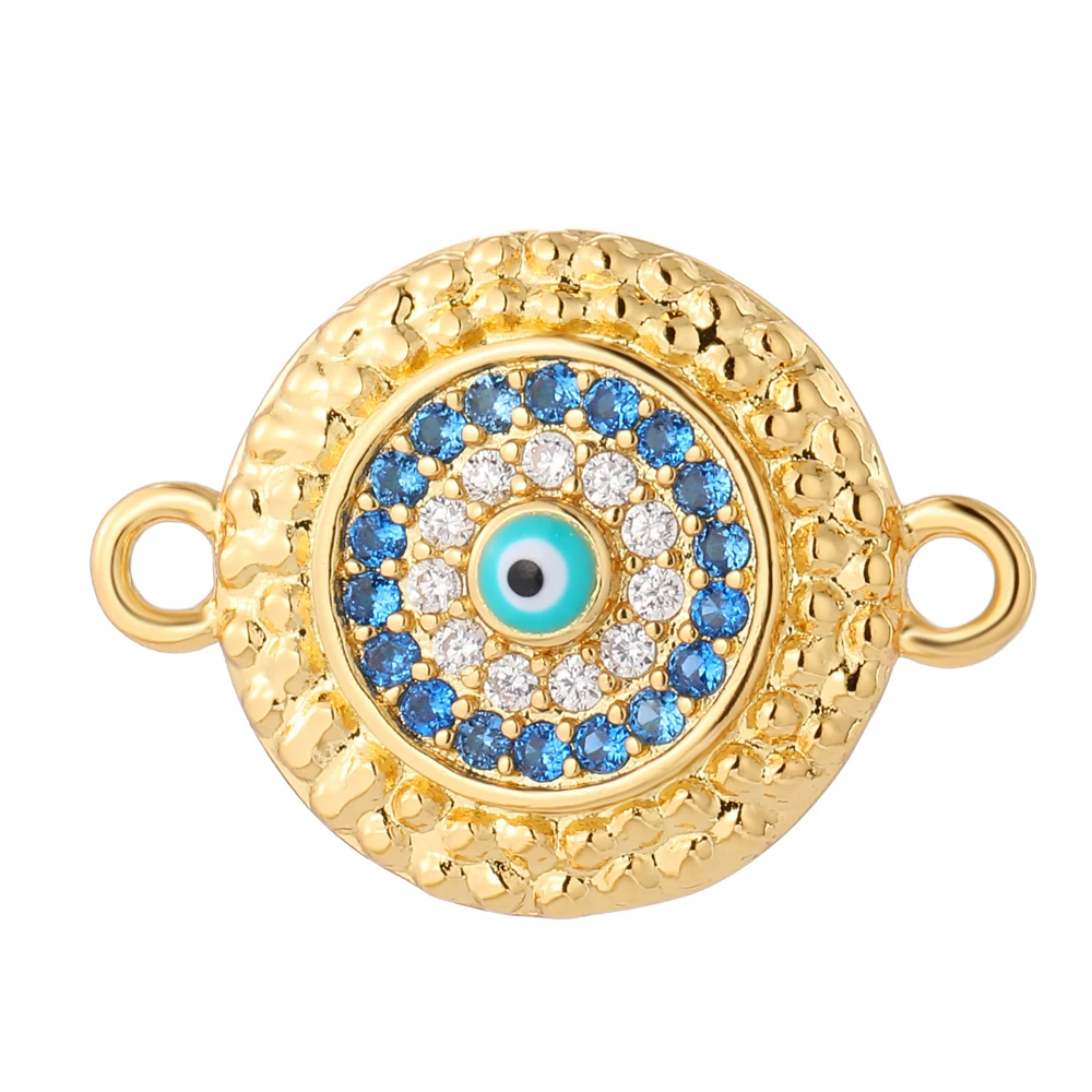 

Colorful Cubic Zircon Turkish Evil Blue Eye Charms Gold Plated Copper Accessories For Bracelets Women Fashion Jewelry Making, Gold/silver