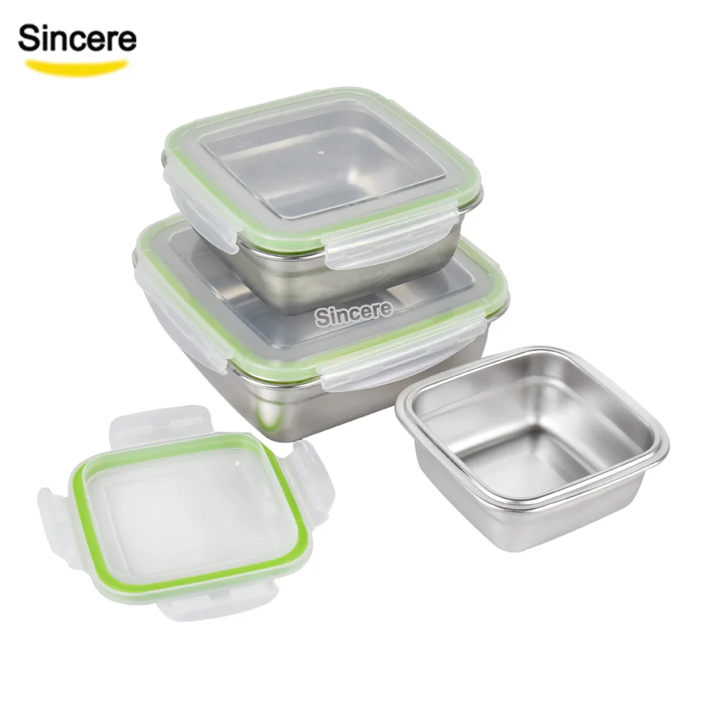 

Airtight Food Container Stainless Steel 18/8 Tiffin Lunch Box 400ml/750ml/1200ml, Green