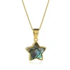 Luminous 18K Gold Plated Brass Chain Abalone Shell Star Pendant Women Necklace Jewelry