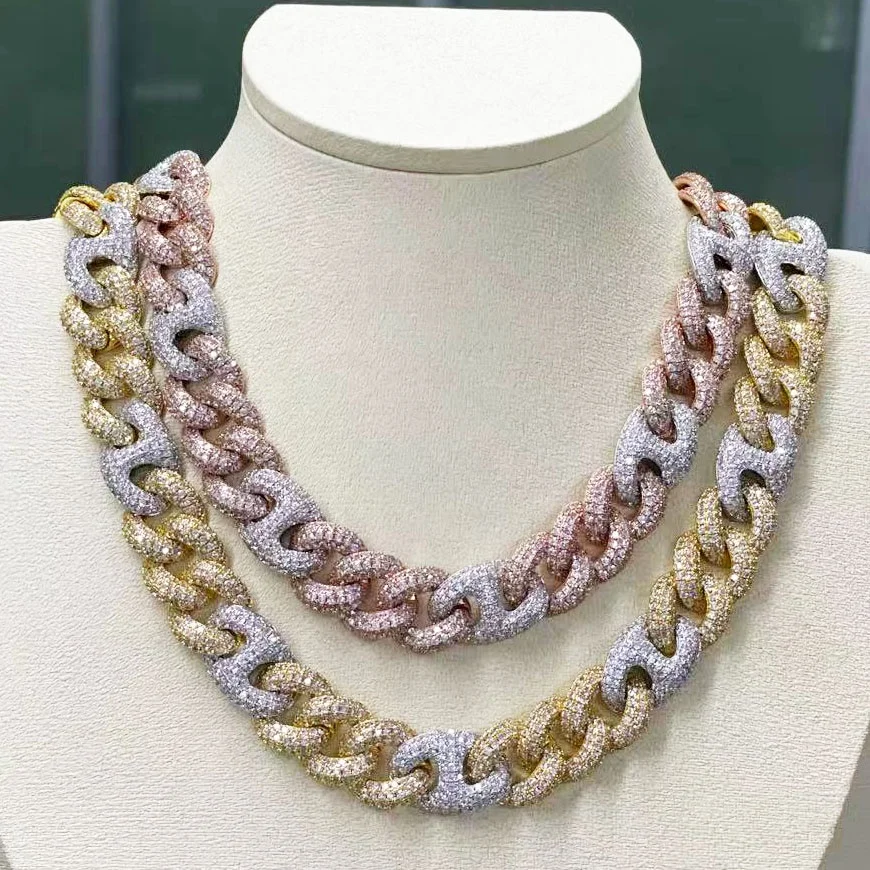 

15mm Coffee Bean Two Tone New Design 14K Gold Cuban Link Chain for Men