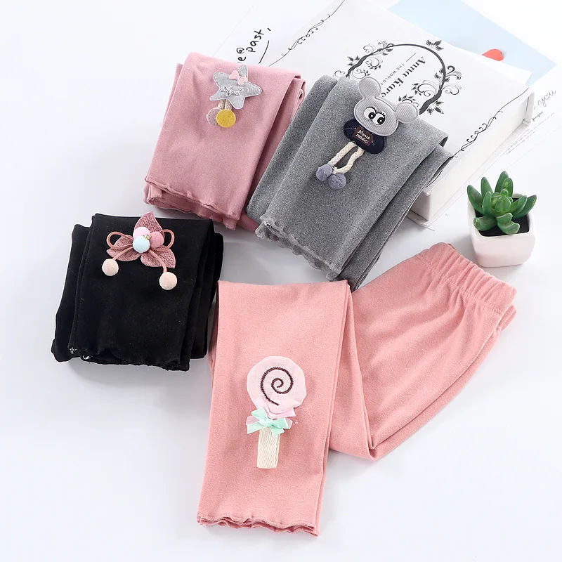 

2021 new children's leggings autumn and winter new Korean baby stretch trousers cartoon girls thin outer wear children's pants s