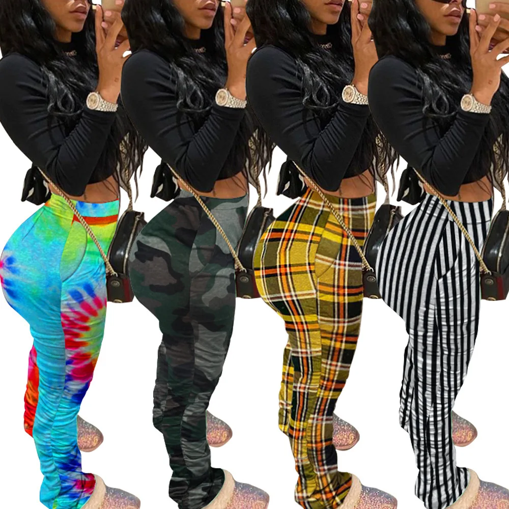 

New Style Plus Size Yoga sport stacked pants leggings skinny trousers for women