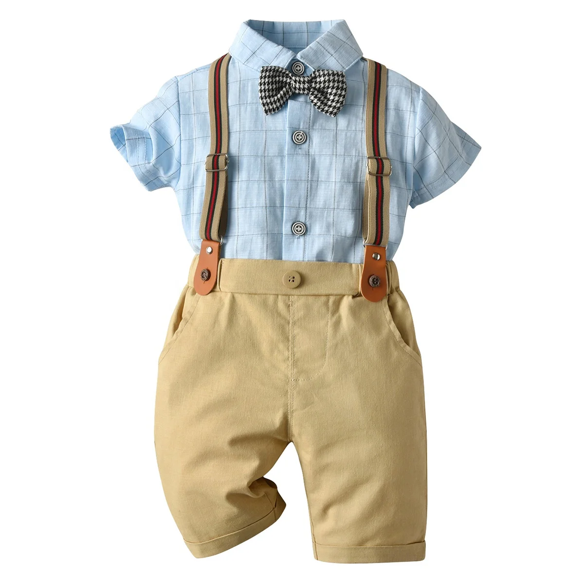 

Wholesale Boys summer clothing sets toddler boys fashion Rompers Suspenders Shorts little boy Fashion clothing set